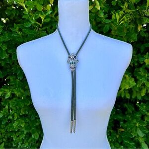 Vintage Native American silver & turquoise bolo tie